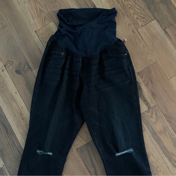 Jessica Simpson Dark Denim Distressed Stretch Maternity Jeans Size XL - Picture 10 of 12